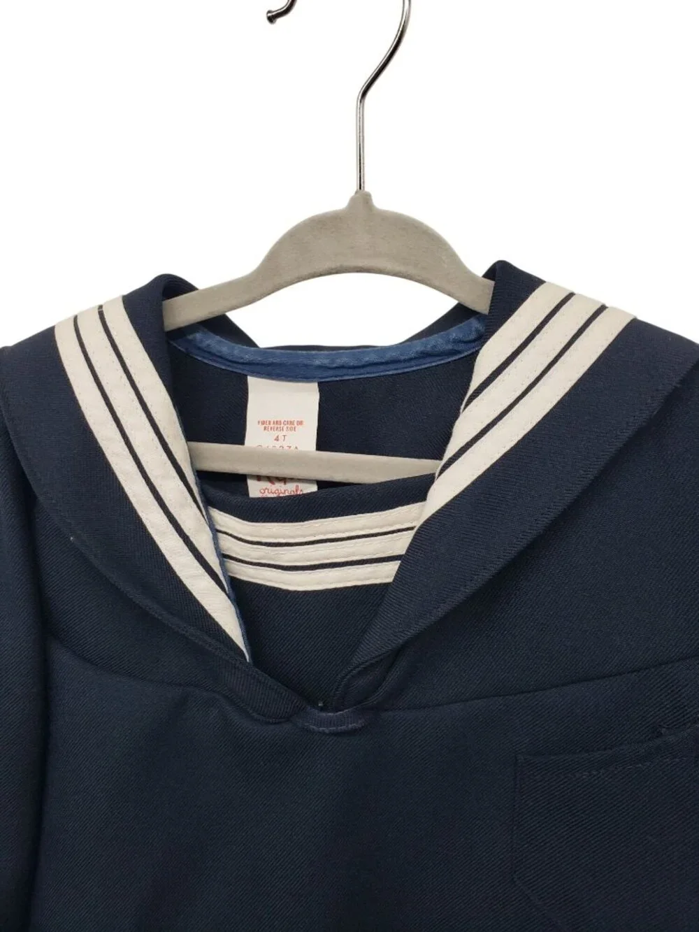 Vintage R Gee Navy Blue Sailor Shirt Top Embroidered Patch Boys Kids 4T Costume